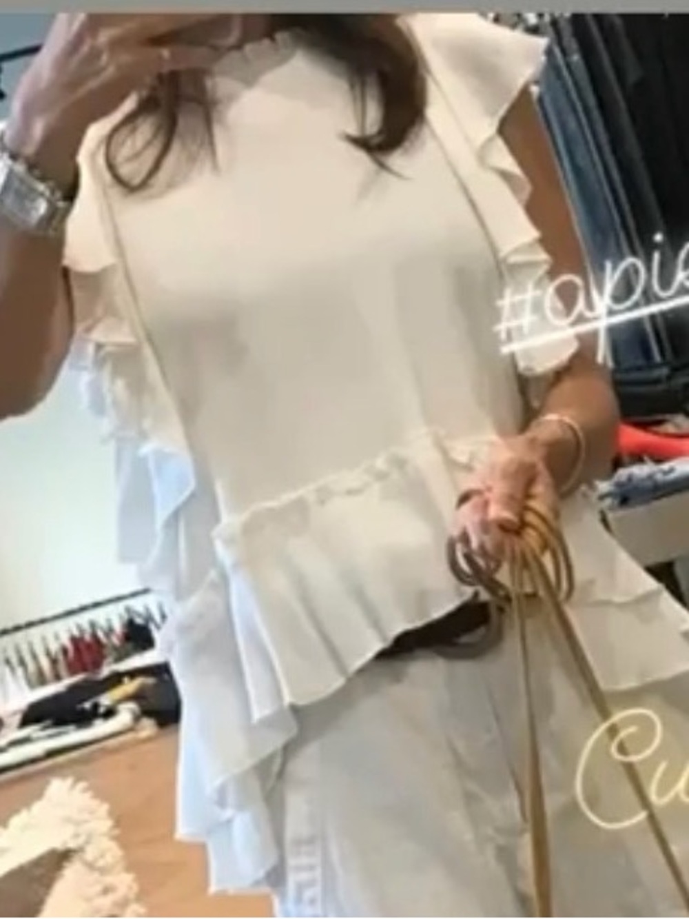 Apiece Apart White Ruffle-Sleeve Layered Blouse